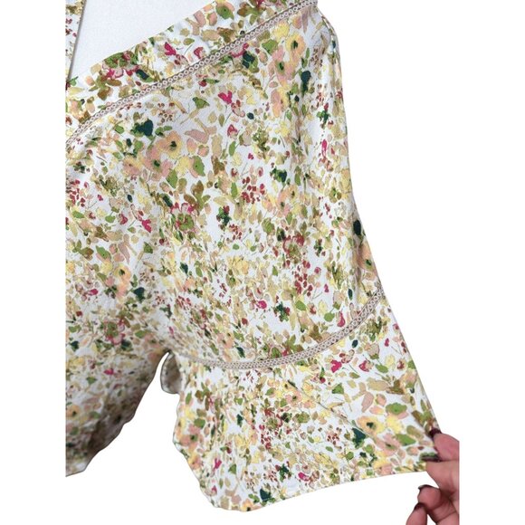 Flint&Moss Womens M Floral Boho Kimono Sleeve Top V Neck Pink Tunic Blouse Chic - Picture 6 of 10